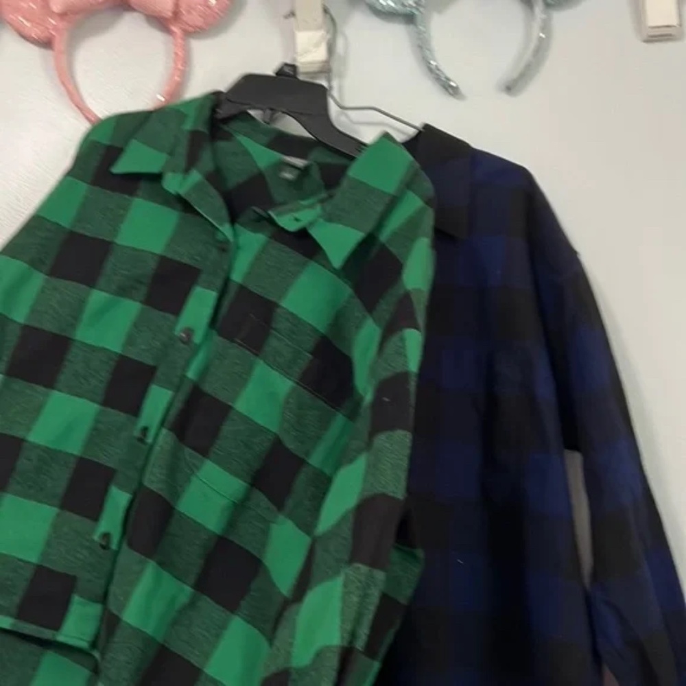 Wild Fable blue and green flannels